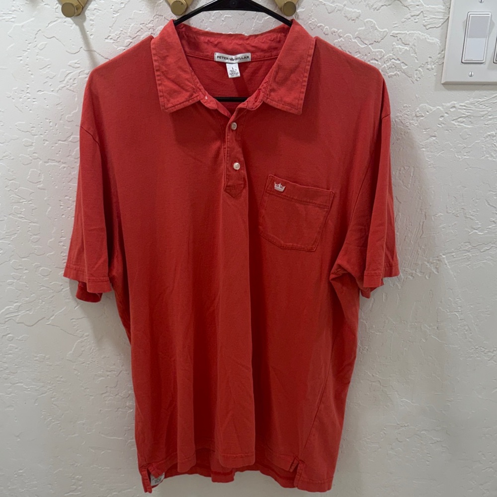 Peter Millar Men’s Orange Polo Shirt - Large